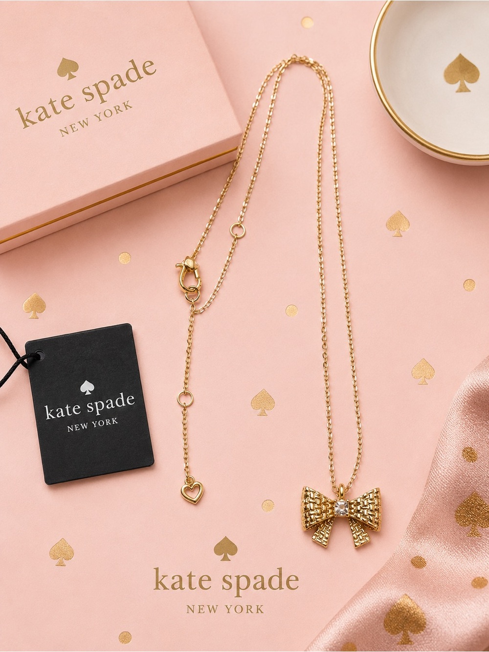 Kate Spade Gold Bow Necklace NWT ♠️🎀 Crystal Bow Pendant Necklace